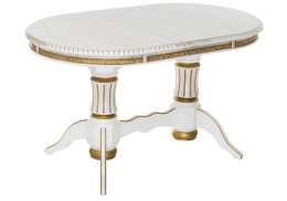 Обеденный стол Женева молочный с золотой патиной (86x80)