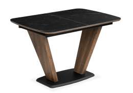 Керамический стол Петир 120(160)х80х75 черный мрамор / орех / черный (80x75)
