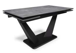 Керамический стол Кели 140(200)х80х76 серый мрамор / черный (80x76)