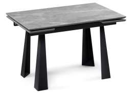 Обеденный стол Бэйнбрук 120(180)х80х76 серый мрамор / графит (80x76)